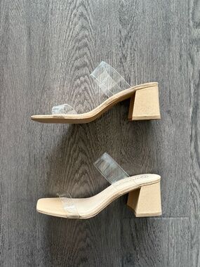 Wishbone Browns Clear Leather Nude Heels